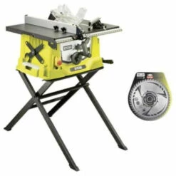 Pack RYOBI Scie Sur Table électrique 1800W 254mm Piètement Rétractable RTS1800S - Lame Carbure Pour Scies à Coupe D'onglets 254mm SB254T48A1