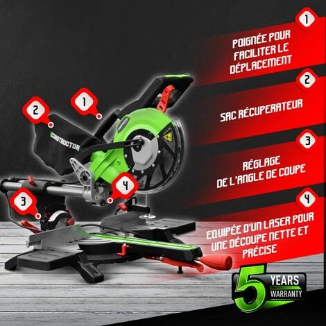 CONSTRUCTOR Scie Onglets Radiale 1800w-210mmavec Laser Et Double Inclinaison 4 CONSTRUCTOR Scie Onglets Radiale 1800w-210mmavec Laser Et Double Inclinaison – Image 2