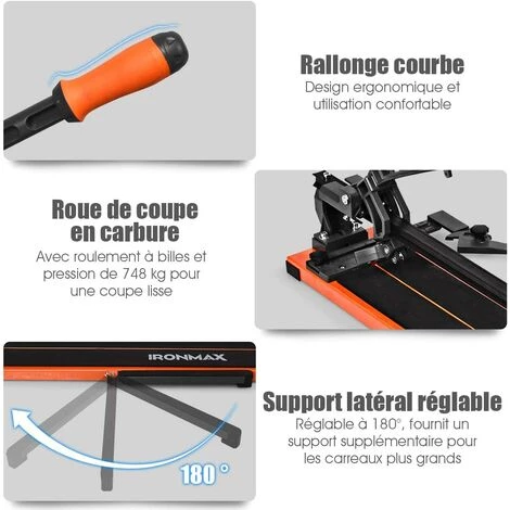 COSTWAY Coupe Carrelage Manuel Longueur De Coupe 910MM Découpeuse En Céramique Épaisseur De Coupe 14MM Angle Réglable 0 °-60 ° 5 COSTWAY Coupe Carrelage Manuel Longueur De Coupe 910MM Découpeuse En Céramique Épaisseur De Coupe 14MM Angle Réglable 0 °-60 ° – Image 3