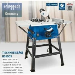 TABLE SCIE CIRCULAIRE LAME 250MM 2000W SCHEPPACH HS100S -Scie électrique stationnaire Soldes Boutique 17357719 3