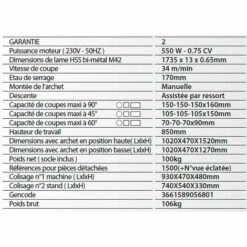 Leman - Scie à Ruban Métal Manuelle Diamètre 150mm Lame 1735mm 550W - SRM150 9 Leman - Scie à Ruban Métal Manuelle Diamètre 150mm Lame 1735mm 550W - SRM150 -Scie électrique stationnaire Soldes Boutique 3666381 4