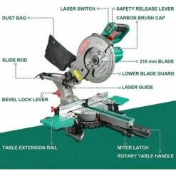 Scie à Onglet Radiale HYCHIKA 1500W, Largeur De Coupe Maximale : Ø230mm, Table Pivotante, Tête De Scie Inclinable, Système De Glissière Intégré, Avec Lame Aux Carbures De Tungstène Et Laser 9 Scie à Onglet Radiale HYCHIKA 1500W, Largeur De Coupe Maximale : Ø230mm, Table Pivotante, Tête De Scie Inclinable, Système De Glissière Intégré, Avec Lame Aux Carbures De Tungstène Et Laser -Scie électrique stationnaire Soldes Boutique 36877120 3