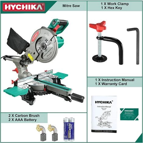 Scie à Onglet Radiale HYCHIKA 1500W, Largeur De Coupe Maximale : Ø230mm, Table Pivotante, Tête De Scie Inclinable, Système De Glissière Intégré, Avec Lame Aux Carbures De Tungstène Et Laser 7 Scie à Onglet Radiale HYCHIKA 1500W, Largeur De Coupe Maximale : Ø230mm, Table Pivotante, Tête De Scie Inclinable, Système De Glissière Intégré, Avec Lame Aux Carbures De Tungstène Et Laser – Image 5