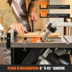 TACKLIFE Scie Sur Table, Scie à Table Sans Poussière Avec Moteur Puissant, Taux D'Aspiration Des Copeaux De 98%, Coupe Inclinée à 45°, Table Extensible-TLTS02A -Scie électrique stationnaire Soldes Boutique 37743077 3
