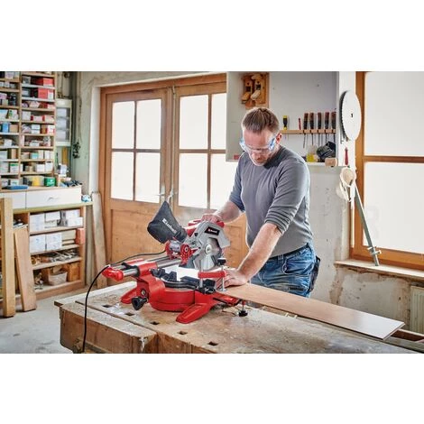 Einhell Scie à Onglet Radiale TC-SM 216 (1600 W, Table Pivotante à Réglage Rapide Et Butées D’angles, Laser, Extensions Latérales, Blocage D’arbre «Spindle-Lock», Avec Lame Aux Carbures De Tungstène) 3 Einhell Scie à Onglet Radiale TC-SM 216 (1600 W, Table Pivotante à Réglage Rapide Et Butées D’angles, Laser, Extensions Latérales, Blocage D’arbre «Spindle-Lock», Avec Lame Aux Carbures De Tungstène) – Image 2