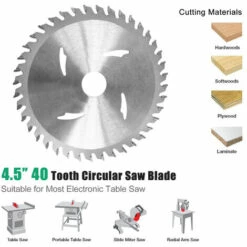 SUPERSELLER Scie Sur Table Disque De Coupe De Roue De Scie En Acier Allié De Lame De Scie Circulaire De 4, 5 Pouces à 40 Dents Pour La Coupe Acrylique En Plastique De Bois (1 PCS), Argent - Argent -Scie électrique stationnaire Soldes Boutique 48786556 5