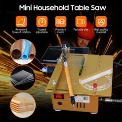 SUPERSELLER Scie Sur Table Mini Scie à Table 100W Avec Jauge à Onglets Scie De Bureau électrique Multifonctionnelle 7500 Tr/min Vitesse Réglable 27MM Profondeur De Coupe Avec Plusieurs Accessoires Pour Le Travail Du Bois De Bricolage, Prise EU Avec Plusieurs Accessoi -Scie électrique stationnaire Soldes Boutique 48786676 4