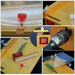 SUPERSELLER Scie Sur Table Mini Scie à Table 100W Avec Jauge à Onglets Scie De Bureau électrique Multifonctionnelle 7500 Tr/min Vitesse Réglable 27MM Profondeur De Coupe Avec Plusieurs Accessoires Pour Le Travail Du Bois De Bricolage, Prise EU Avec Plusieurs Accessoi -Scie électrique stationnaire Soldes Boutique 48786676 5