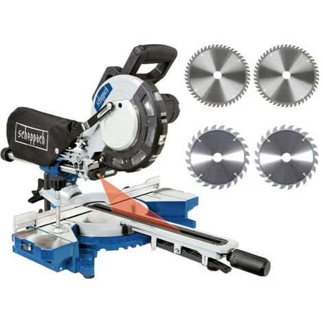 Pack SCHEPPACH Scie à Onglet Radiale - 216 Mm - 2000W - HM216 - 4 Lames 24-48 Dents 3 Pack SCHEPPACH Scie à Onglet Radiale - 216 Mm - 2000W - HM216 - 4 Lames 24-48 Dents