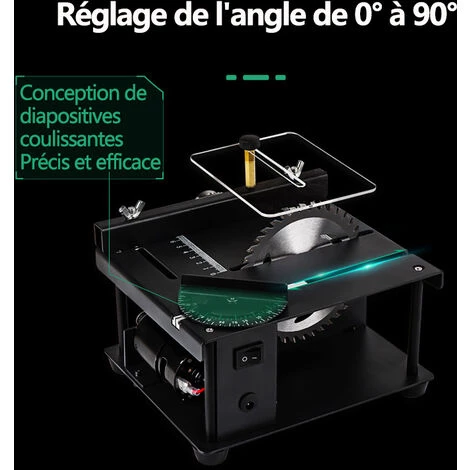 MERKMAK Mini Scies A Table Portable Multifonction 200W 1000 A 3000Rpm 7 Vitesses Reglable 90degres Couper D'Angle Pour Acrylique Bois Dur 4 MERKMAK Mini Scies A Table Portable Multifonction 200W 1000 A 3000Rpm 7 Vitesses Reglable 90degres Couper D'Angle Pour Acrylique Bois Dur – Image 2