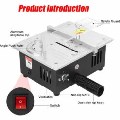 ASUPERMALL 220V Mini Scie à Table Multifonctionnelle électrique, Petit Outil De Coupe Pour Le Bricolage, Lame De Scie 22Mm Réglable En Hauteur, Machine à Affûter Pour Le Travail Du Bois, Plus D'Acessoires -Scie électrique stationnaire Soldes Boutique 52557599 3