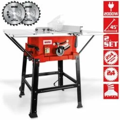 Hecht 8254 Scie Sur Table 2000W Avec Raccord Pour Aspirateur 4800tr/min 2 Lames De Scie Inclus