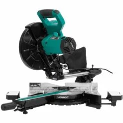 VONROC Scie à Onglet Coulissante PRO - 255mm - Multi-matériaux- Avec Laser Et Lumière LED -Scie électrique stationnaire Soldes Boutique 54903155 5