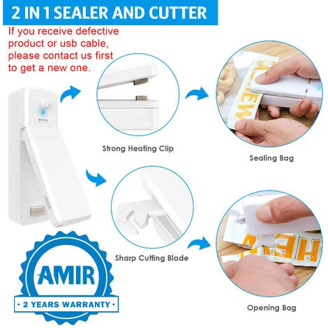 LIFCAUSAL 2 Pcs Thermoscelleuses Rechargeables 2 En 1 Portable Scellant Et Cutter Thermoscellant Pour Sacs En Plastique Stockage Des Aliments Mini Machine De Scelleuse Sous Vide Avec 2 Câble USB 4 LIFCAUSAL 2 Pcs Thermoscelleuses Rechargeables 2 En 1 Portable Scellant Et Cutter Thermoscellant Pour Sacs En Plastique Stockage Des Aliments Mini Machine De Scelleuse Sous Vide Avec 2 Câble USB – Image 2