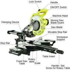 DEWINNER Scie à Onglet Radiale 1700W – Ø 216mm Lame – Laser Et Capot Intégrés,système De Glissière Intégré, Butée De Pièce, Dispositif De Serrage -Scie électrique stationnaire Soldes Boutique 57275228 5
