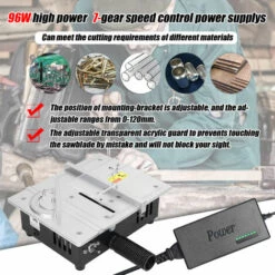 SUPERSELLER Mini Scie à Table Multifonctionnelle Scies De Bureau électriques Petit Ménage Bricolage Outil De Coupe Machine à Bois Avec Roue De Ponçage De 50 Mm Et 10 Pièces De Papier De Verre - Prise UE -Scie électrique stationnaire Soldes Boutique 57332401 5