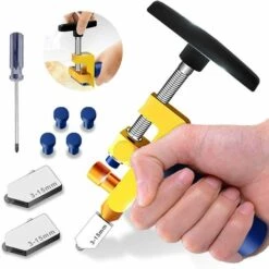 GRID COOL Kit D'outils De Coupe De Verre 2 En 1,qualité Supérieure 3mm-15mm, Outil De Coupe De Verre Pour Coupe De Verre/miroir/vitrail Avec 2 Têtes Supplémentaires,4 Embouts De Pression Et Un Tournevis