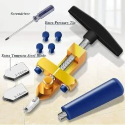 GRID COOL Kit D'outils De Coupe De Verre 2 En 1,qualité Supérieure 3mm-15mm, Outil De Coupe De Verre Pour Coupe De Verre/miroir/vitrail Avec 2 Têtes Supplémentaires,4 Embouts De Pression Et Un Tournevis -Scie électrique stationnaire Soldes Boutique 58348763 3