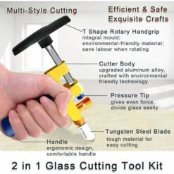 GRID COOL Kit D'outils De Coupe De Verre 2 En 1,qualité Supérieure 3mm-15mm, Outil De Coupe De Verre Pour Coupe De Verre/miroir/vitrail Avec 2 Têtes Supplémentaires,4 Embouts De Pression Et Un Tournevis -Scie électrique stationnaire Soldes Boutique 58348763 5