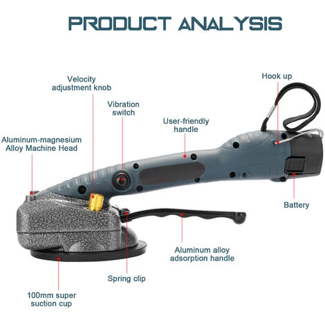SUPERSELLER 10-150Hz Carrelage Carrelage Machine Mur Carrelage Pose Outil Vibrant Avec Ventouse 100*100mm - Bleu - Bleu 4 SUPERSELLER 10-150Hz Carrelage Carrelage Machine Mur Carrelage Pose Outil Vibrant Avec Ventouse 100*100mm - Bleu - Bleu – Image 2