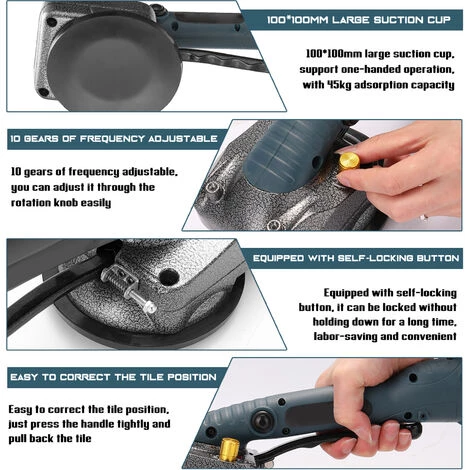 SUPERSELLER 10-150Hz Carrelage Carrelage Machine Mur Carrelage Pose Outil Vibrant Avec Ventouse 100*100mm - Bleu - Bleu 7 SUPERSELLER 10-150Hz Carrelage Carrelage Machine Mur Carrelage Pose Outil Vibrant Avec Ventouse 100*100mm - Bleu - Bleu – Image 5