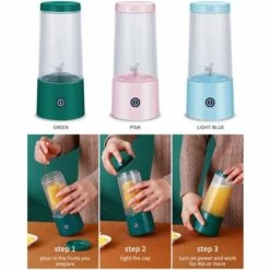 LIFCAUSAL Portable Blender Four Cutters Juicer Cup 350ml Fruit Mixing Machine Amovible Cup USB Rechargeable For Sports Travel And Outdoors Vert -Scie électrique stationnaire Soldes Boutique 66017237 4