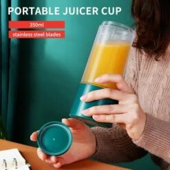 LIFCAUSAL Portable Blender Four Cutters Juicer Cup 350ml Fruit Mixing Machine Amovible Cup USB Rechargeable For Sports Travel And Outdoors Vert -Scie électrique stationnaire Soldes Boutique 66017237 5