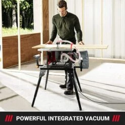 GIZCAM Scie Sur Table, 2000W 5000RPM, Aspirateur Intégré (taux D'enlèvement Des Copeaux 98%), Table Extensible En Aluminium (60-80CM), Scie à Onglets 45°, Scie Circulaire Sur Table Avec Lame 216MM*60T -Scie électrique stationnaire Soldes Boutique 67697211 4