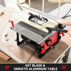 GIZCAM Scie Sur Table, 2000W 5000RPM, Aspirateur Intégré (taux D'enlèvement Des Copeaux 98%), Table Extensible En Aluminium (60-80CM), Scie à Onglets 45°, Scie Circulaire Sur Table Avec Lame 216MM*60T -Scie électrique stationnaire Soldes Boutique 67697211 5