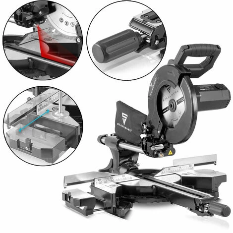 STAHLWERK CPM-255 ST Scie à Onglet / Scie De Coupe Avec 2000 Watts, Deux Niveaux De Vitesse Et Laser Activable, Inclinable Des Deux Côtés Jusqu'à 45 Degrés, Y Compris Lame De Scie De Précision De 255 Mm 3 STAHLWERK CPM-255 ST Scie à Onglet / Scie De Coupe Avec 2000 Watts, Deux Niveaux De Vitesse Et Laser Activable, Inclinable Des Deux Côtés Jusqu'à 45 Degrés, Y Compris Lame De Scie De Précision De 255 Mm