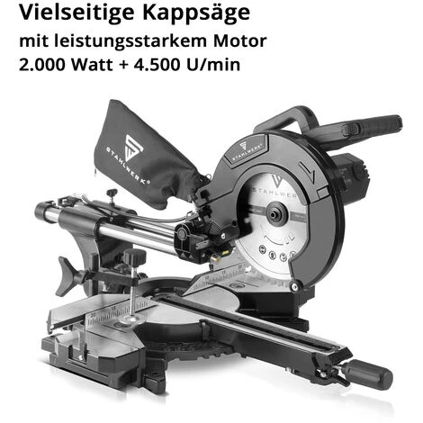 STAHLWERK CPM-255 ST Scie à Onglet / Scie De Coupe Avec 2000 Watts, Deux Niveaux De Vitesse Et Laser Activable, Inclinable Des Deux Côtés Jusqu'à 45 Degrés, Y Compris Lame De Scie De Précision De 255 Mm 4 STAHLWERK CPM-255 ST Scie à Onglet / Scie De Coupe Avec 2000 Watts, Deux Niveaux De Vitesse Et Laser Activable, Inclinable Des Deux Côtés Jusqu'à 45 Degrés, Y Compris Lame De Scie De Précision De 255 Mm – Image 2